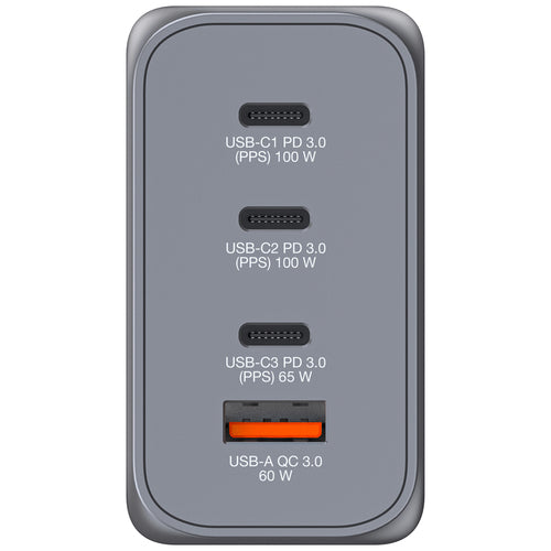 200W GaN-Ladegerät Verbatim GNC-200 USB-C PD 100W Schwarz Grau