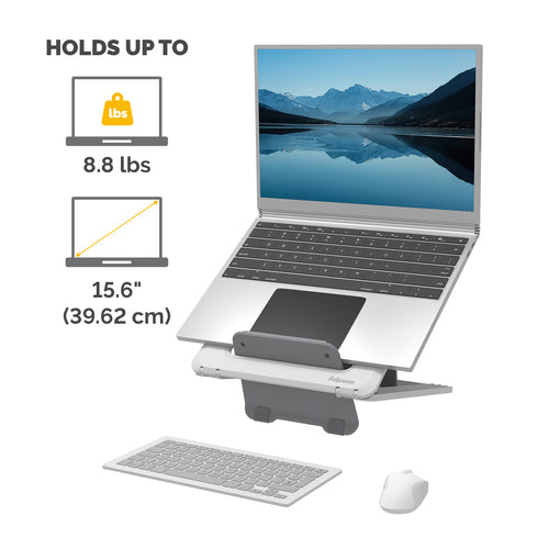 Fellowes Breyta Laptopständer – Weiß, höhenverstellbar, 14 Zoll kompatibel