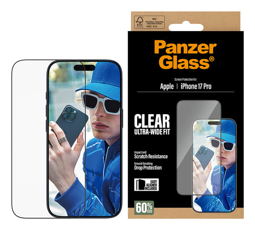 PanzerGlass ® Screen Protector iPhone 17 Pro | Ultra-Wide Fit w. EasyAligner