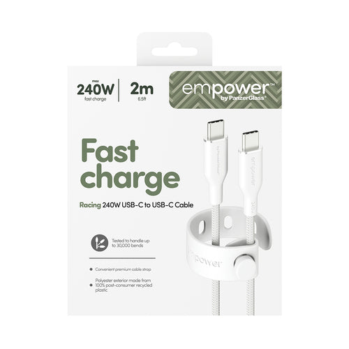 PanzerGlass empower by ® Racing 240W USB-C to USB-C Cable | USB 2.0 | 2M | Silver White USB cable