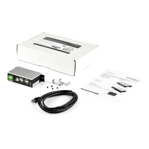StarTech.com HB20A4AME 4-Port USB 2.0 Hub – Industrieausführung aus Metall mit Überspannungsschutz