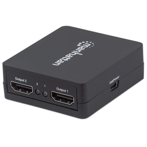 HDMI Splitter 2-Port by Manhattan 1080p USB-A Powered Black