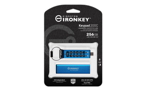 256GB Kingston IronKey Keypad 200 USB-C Flash-Laufwerk FIPS 140-3