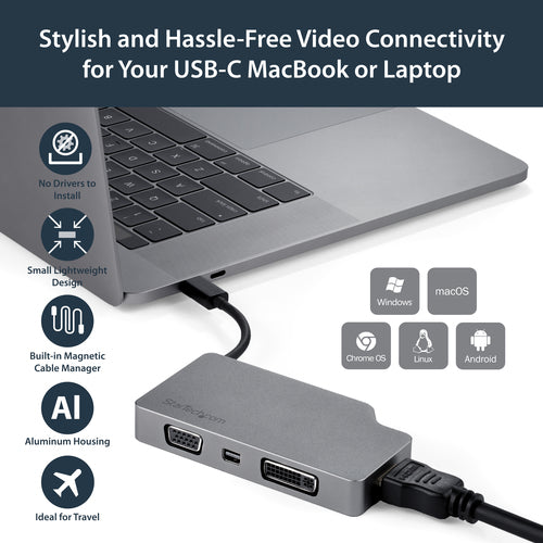 StarTech.com USB-C Multiport Video-Adapter – HDMI, VGA, Mini DisplayPort, 4K-Auflösung
