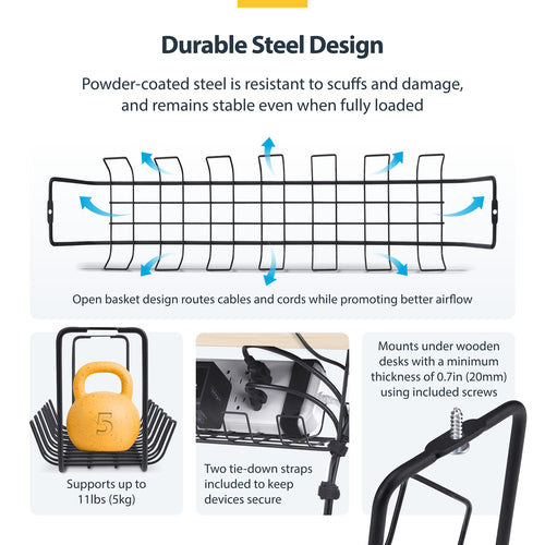 StarTech.com S1MB-DESK-CABLE-TRAY cable organizer