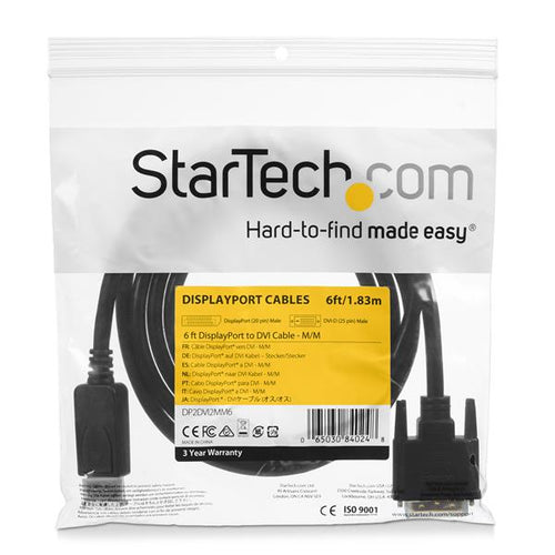StarTech.com DP2DVI2MM6 video cable adapter