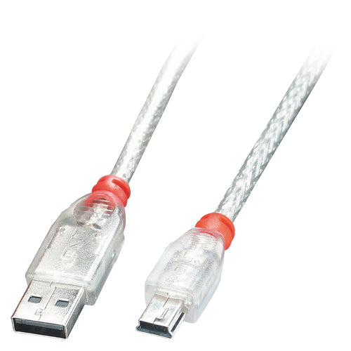2m USB 2.0 Cable Type A to Mini-B Transparent 0.48 Gbit/s