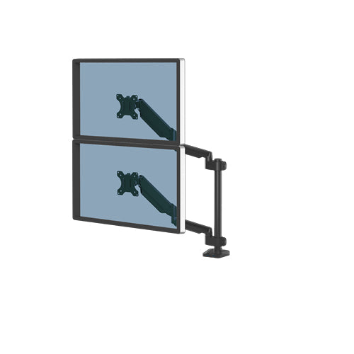 Fellowes Platinum Dual-Monitor-Halterung für 27"-Bildschirme – VESA-kompatibel – Verstellbare Tischhalterung – Schwarz