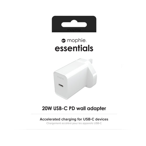 mophie essentials 20W USB-C PD wall adapter