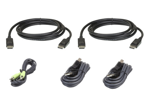 ATEN USB DisplayPort Dual Display KVM-Kabel 1,8m | Secure KVM | Schwarz
