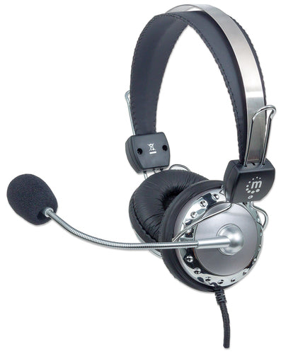 Wired Over-Ear Headset with Microphone Boom and Volume Control