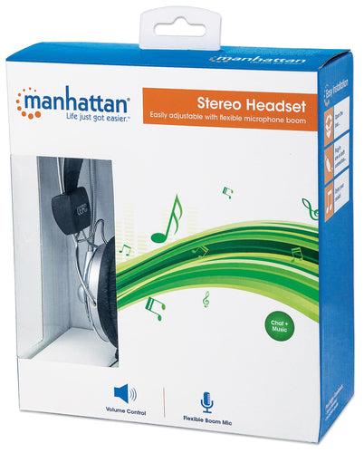 Wired Over-Ear Headset with Microphone Boom and Volume Control