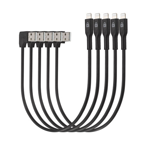 USB to Lightning Charge & Sync Cable 0.285m Black 5 Pack