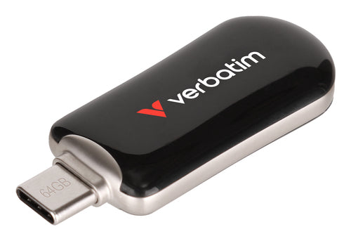 USB Flash Drive Verbatim Plectra 64GB USB-C Up to 100MB/s Capless Black
