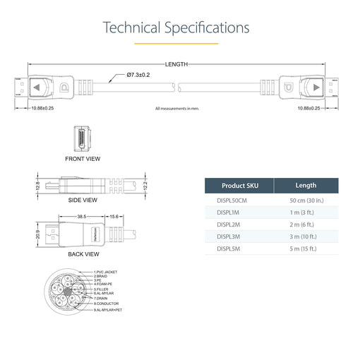 StarTech.com DISPL1M DisplayPort cable
