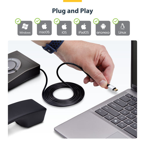 Headset Adapter StarTech.com UR9 USB-C to RJ-9 1.8m Black