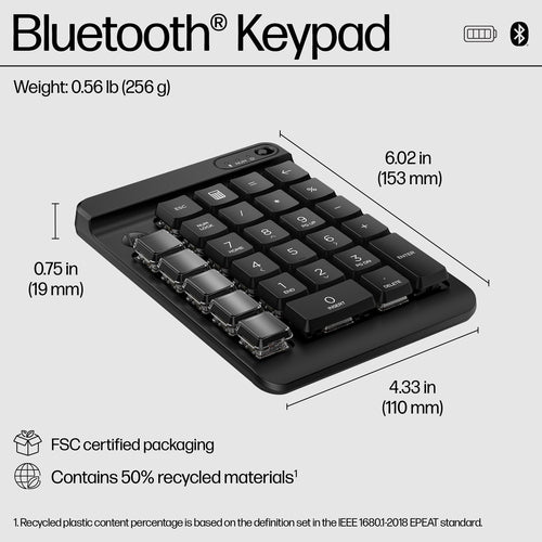 HP 435 Programmable Bluetooth Wireless Keypad numeric keypad