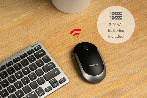 Kabellose Bluetooth Maus, beidhändig, 2400 DPI, Schwarz-Grau