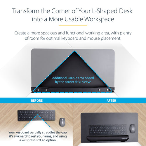Desk Corner Organizer Clamp-On Steel Sleeve for L-Shaped Desks 332mm Black