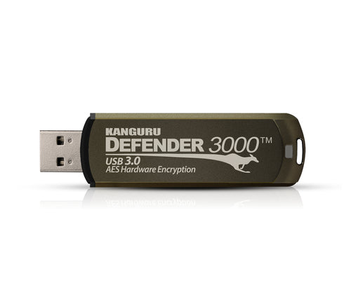 256GB iStorage Kanguru Defender 3000 USB 3.0 Secure Flash Drive AES-XTS Encryption