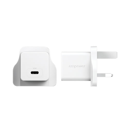PanzerGlass empower™ by ® Turbo 30W Charger Single USB-C | UK Plug | Silver White