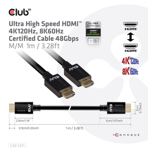 HDMI Cable Club3D CAC-1371 4K 120Hz 8K 60Hz 48Gbps