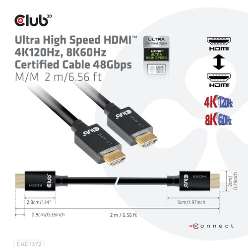 Ultra High Speed HDMI Kabel 4K120Hz 8K60Hz 48Gbit/s 2m