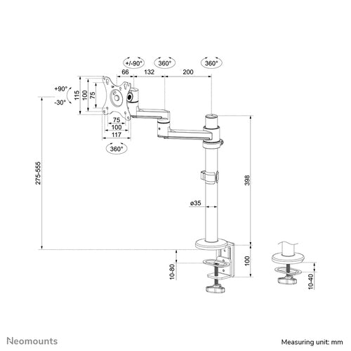 Neomounts DS60-425BL1 monitor mount / stand