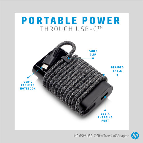 HP 65W USB-C Slim Travel Power Adapter power adapter/inverter