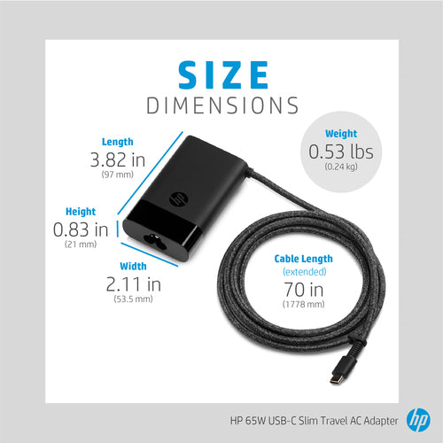 HP 65W USB-C Slim Travel Power Adapter power adapter/inverter