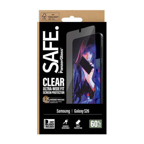 PanzerGlass SAFE. by ® Screen Protector Samsung Galaxy S26 | Ultra-Wide Fit w. EasyAligner