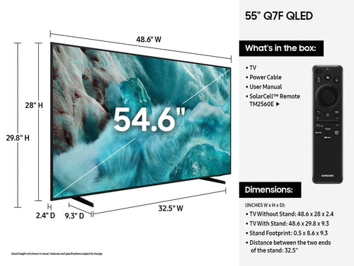 Samsung Q7F 55" 4K QLED Smart TV - Wi-Fi-fähig - Schwarz