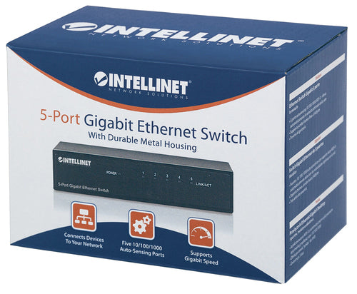 Intellinet 5-Port Gigabit Ethernet Switch – Metallgehäuse, energieeffizient
