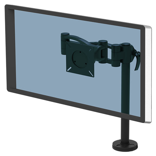 Fellowes Vista Einzelmonitorarm – Verstellbare Tischhalterung für 32-Zoll-Bildschirme – VESA 75x75/100x100