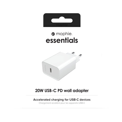 mophie essentials 20W USB-C PD wall adapter