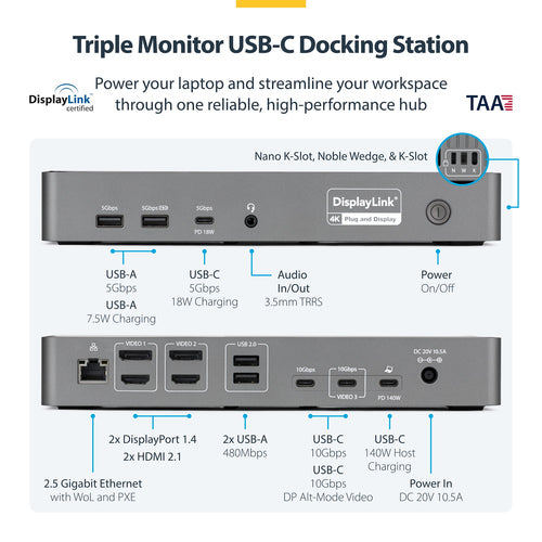 StarTech.com DK30C2DPEPRUE laptop dock/port replicator