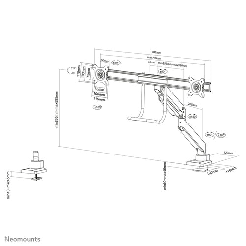 Neomounts NM-D775DXSILVER monitor mount / stand