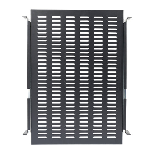 2HE Gleitende Serverschublade Rackmount Regal Einstellbare 20-30 Zoll Tiefe Belüftet 50lb Stahl Schwarz