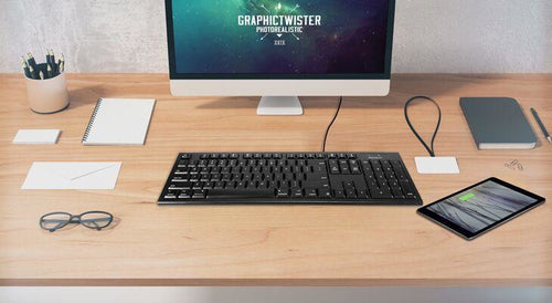 Full-Size Wired USB Keyboard Macally QKEYB Black