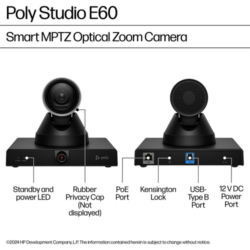 HP Poly Studio E60 Smart Camera 4K MPTZ with 12x Optical Zoom