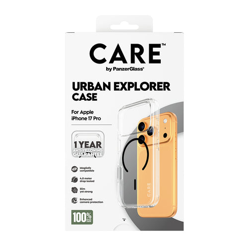 PanzerGlass CARE™ by ® Urban Explorer Case Transparent w. Black MagSafe iPhone 17 Pro mobile phone case