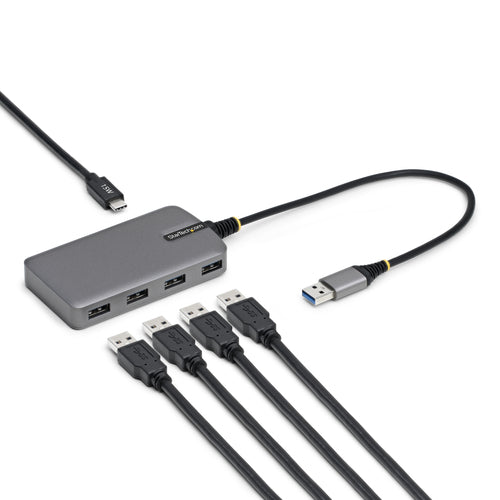 4-Port USB-A Hub 5Gbps Bus-Powered mit USB-C Eingang Grau