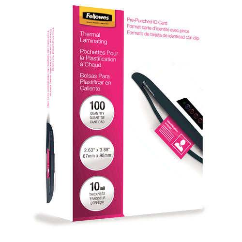 Thermal Laminator Pouch Fellowes 52051 Glossy Transparent 0.254mm ID Tag