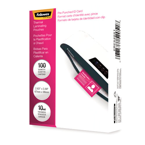 Thermal Laminator Pouch Fellowes 52051 Glossy Transparent 0.254mm ID Tag