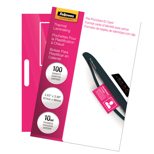 Thermal Laminator Pouch Fellowes 52051 Glossy Transparent 0.254mm ID Tag