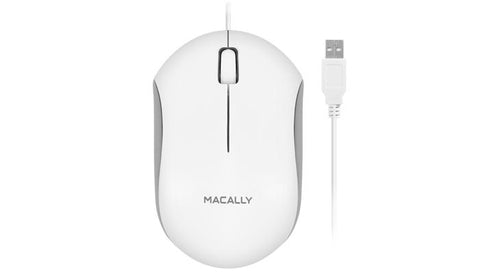 Full-Size Wired Keyboard with Mouse USB White Macally QKEYCOMBO