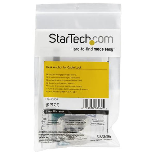 StarTech LTANCHOR Laptop-Kabelschloss-Anker – Zinklegierung, Silber, sicheres Zubehör