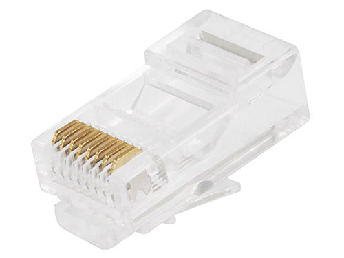 RJ-45 Cat5e Wire Connector, Transparent Plastic, 100 pcs