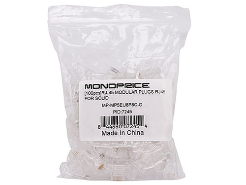 RJ-45 Cat5e Wire Connector, Transparent Plastic, 100 pcs