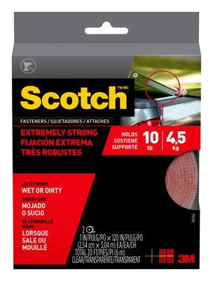 Scotch RF6760 Hook and Loop Fastener Strong Adhesive Tape 1 Inch x 10 Yards